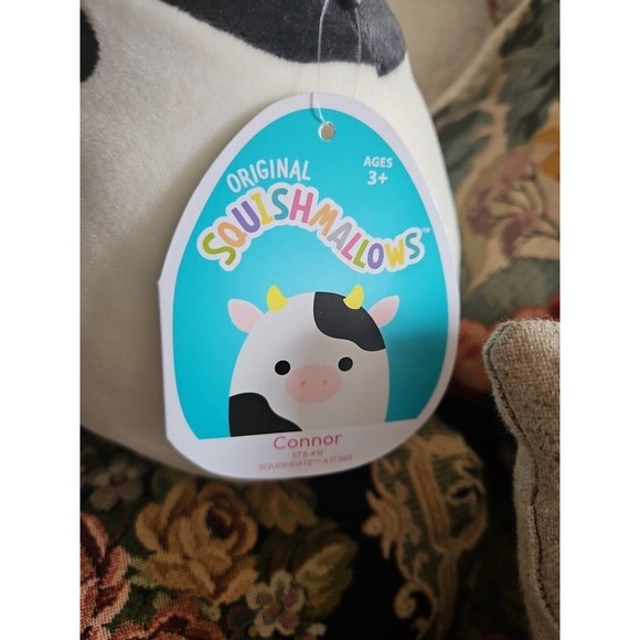Squishmallow Connor the Cow 7-8" AUTHENTIC Kellytoy Soft Plush NWT - Picture 2 of 4
